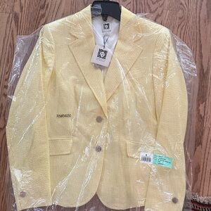 Anne Klein Vibrant Yellow Straight Leg suit with matching jacket and pants.